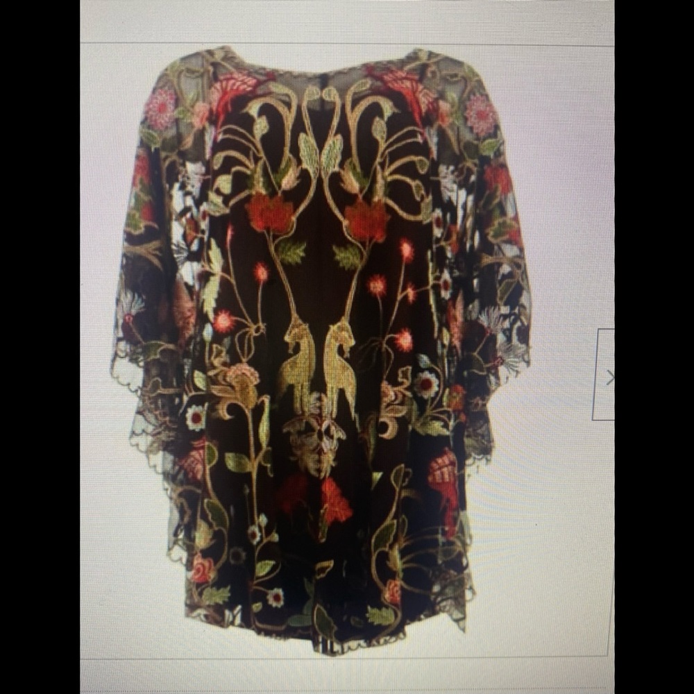 Tolani Collection Embroidered Mesh Tunic; size small, color Wine NWT